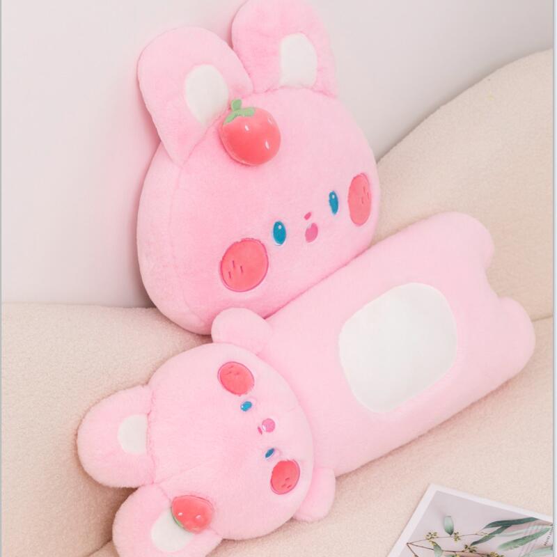 Buttons the Fluffy Pink Bunny Plushie-Enchanted peach