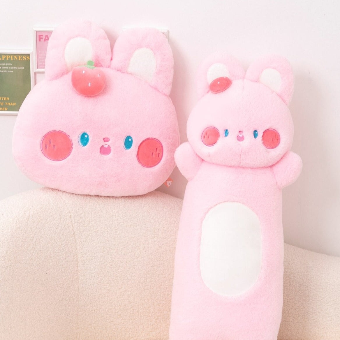 Buttons the Fluffy Pink Bunny Plushie-Enchanted peach