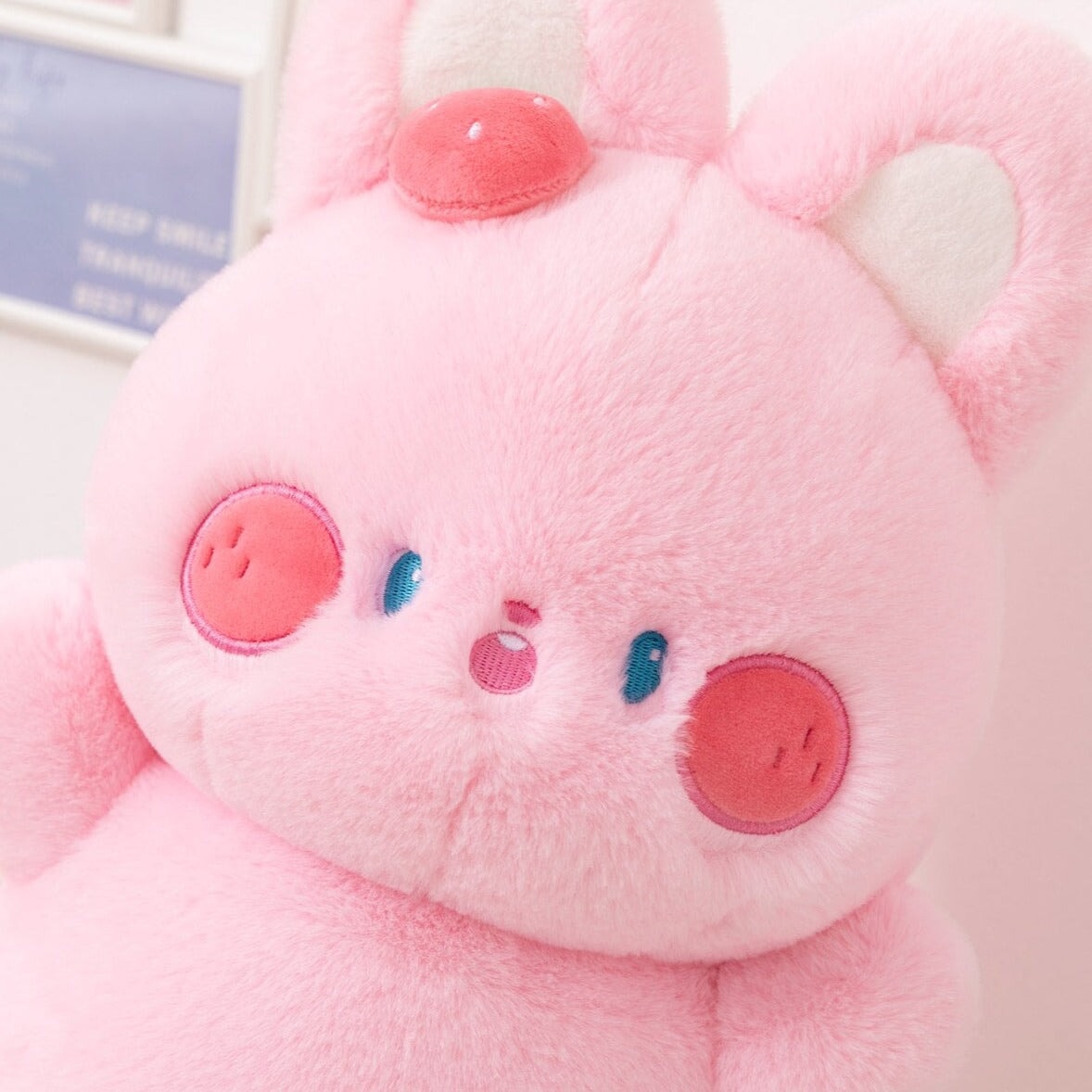 Buttons the Fluffy Pink Bunny Plushie-Enchanted peach