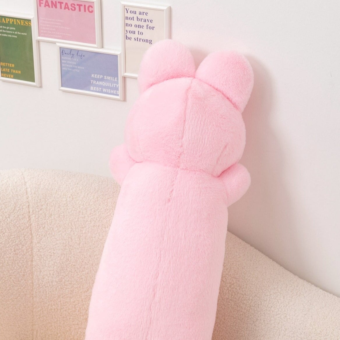 Buttons the Fluffy Pink Bunny Plushie-Enchanted peach