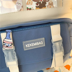 Canvas Kekemi Bear Friends Backpack-Enchanted peach