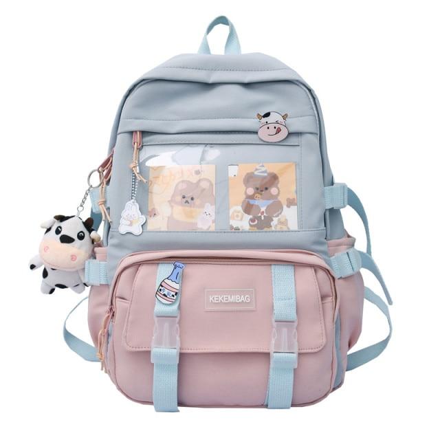 Canvas Kekemi Bear Friends Backpack-Enchanted peach