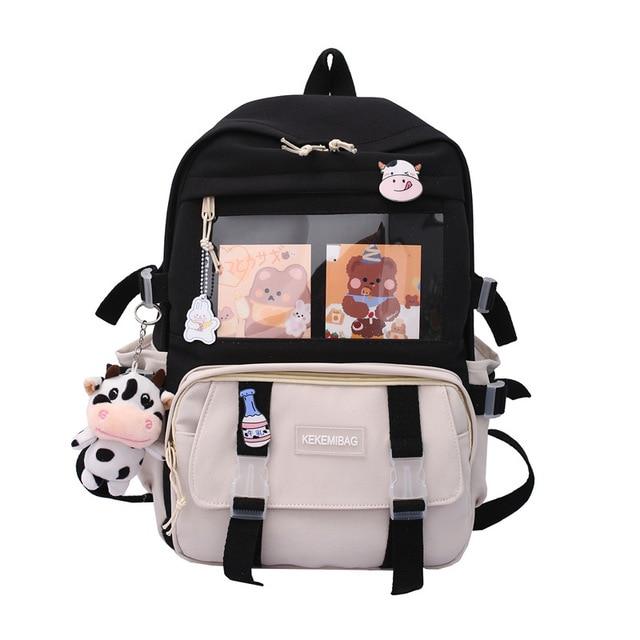 Canvas Kekemi Bear Friends Backpack-Enchanted peach