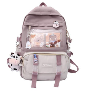 Canvas Kekemi Bear Friends Backpack-Enchanted peach