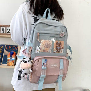 Canvas Kekemi Bear Friends Backpack-Enchanted peach