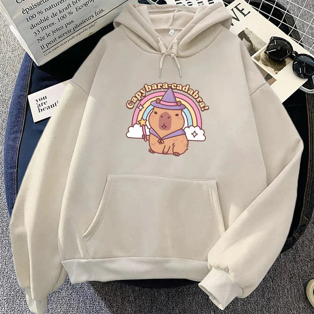 Capybara-Cadabra Rainbow Magician Unisex Hoodie-Enchanted peach