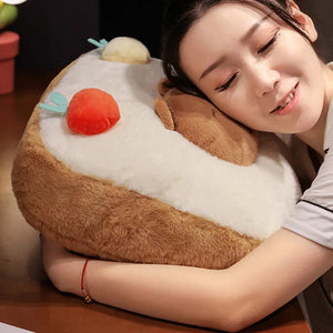 Capybara Chips Toastie Bread Hamburger Plushie Pillows-Enchanted peach