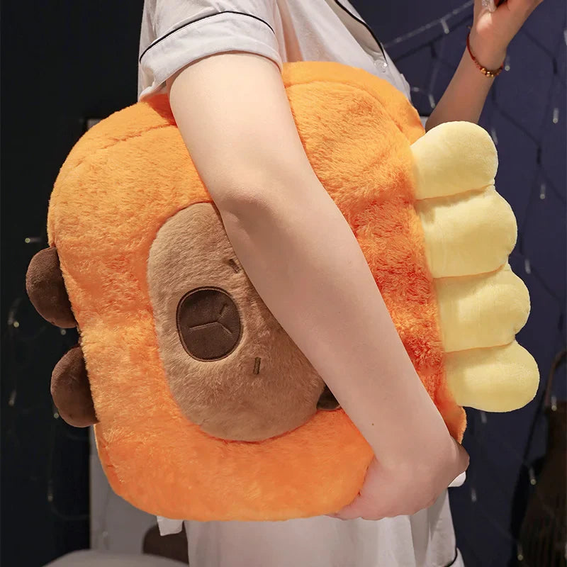 Capybara Chips Toastie Bread Hamburger Plushie Pillows-Enchanted peach