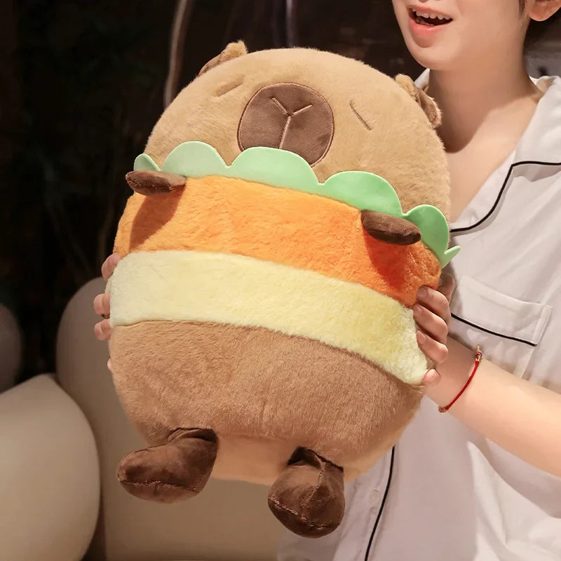 Capybara Chips Toastie Bread Hamburger Plushie Pillows-Enchanted peach