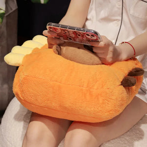 Capybara Chips Toastie Bread Hamburger Plushie Pillows-Enchanted peach