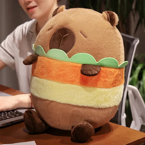 Capybara Chips Toastie Bread Hamburger Plushie Pillows-Enchanted peach