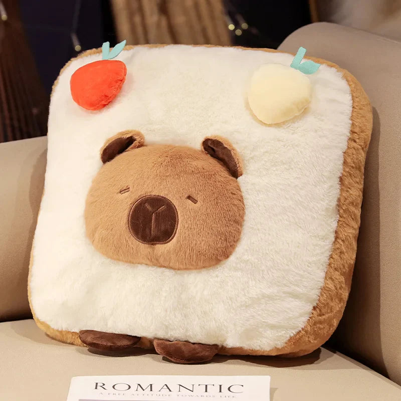 Capybara Chips Toastie Bread Hamburger Plushie Pillows-Enchanted peach