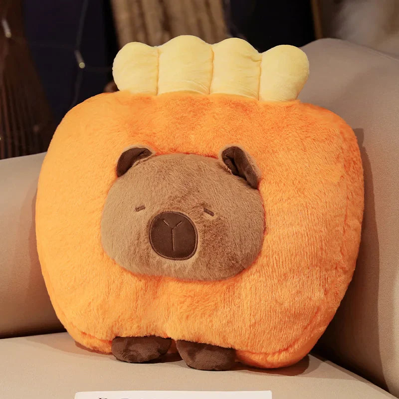 Capybara Chips Toastie Bread Hamburger Plushie Pillows-Enchanted peach