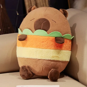 Capybara Chips Toastie Bread Hamburger Plushie Pillows-Enchanted peach