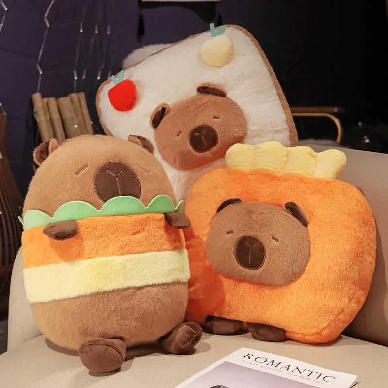 Capybara Chips Toastie Bread Hamburger Plushie Pillows-Enchanted peach