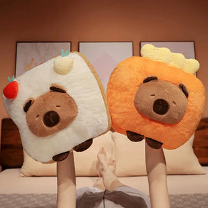 Capybara Chips Toastie Bread Hamburger Plushie Pillows-Enchanted peach