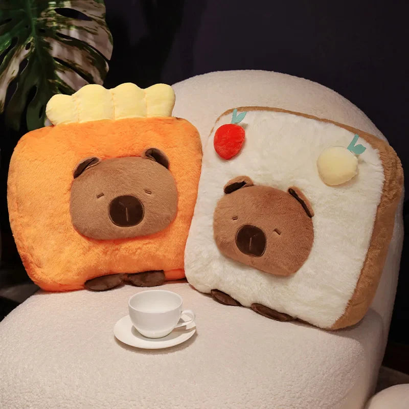 Capybara Chips Toastie Bread Hamburger Plushie Pillows-Enchanted peach