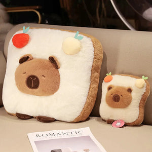 Capybara Chips Toastie Bread Hamburger Plushie Pillows-Enchanted peach