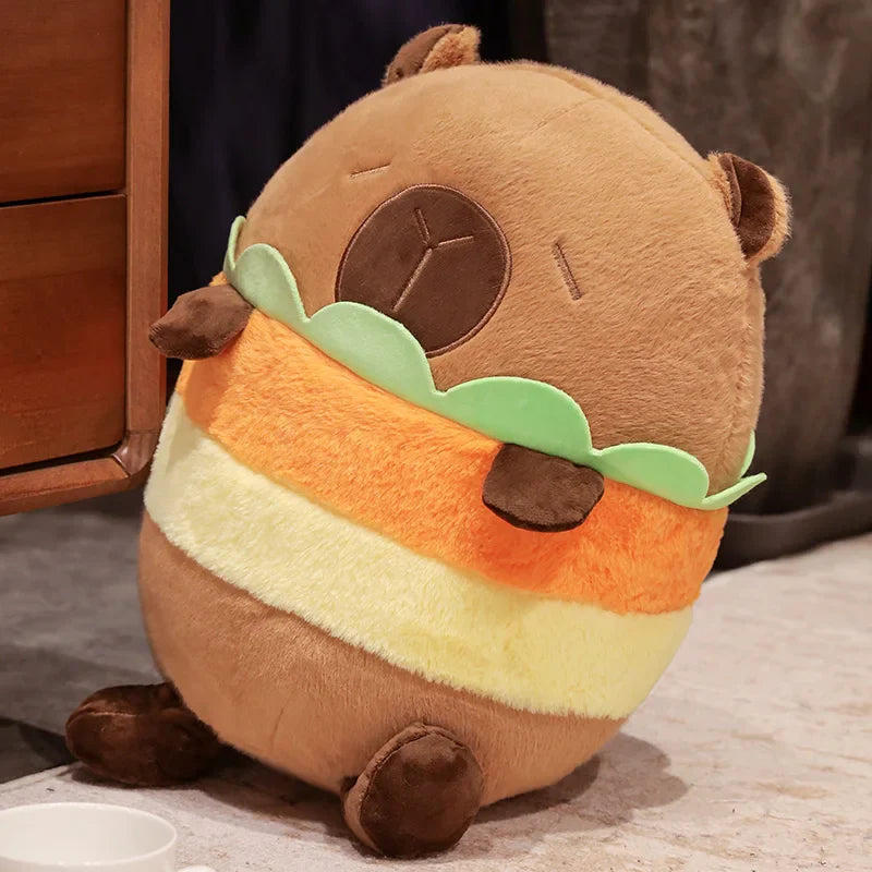 Capybara Chips Toastie Bread Hamburger Plushie Pillows-Enchanted peach