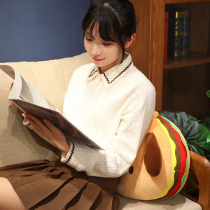 Capybara & Dog Hamburger Plushie Pillow-Enchanted peach