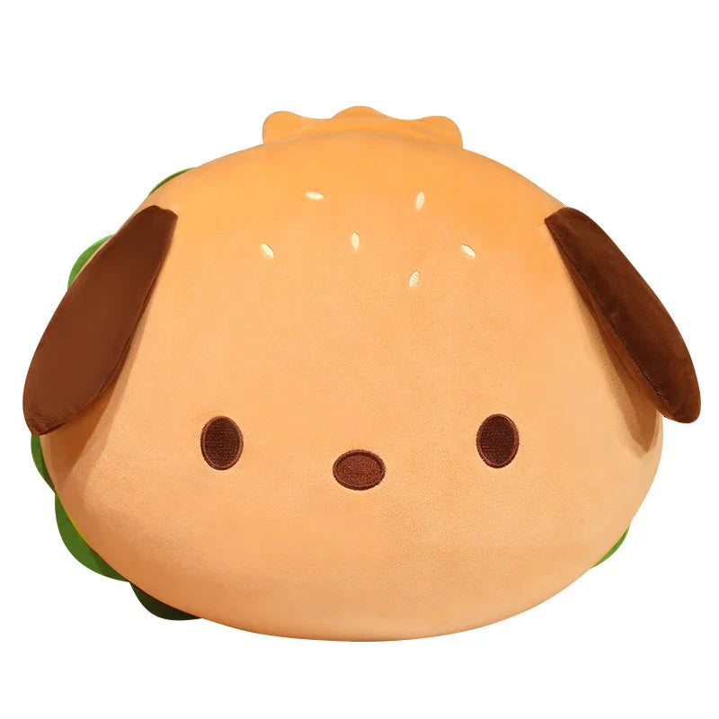 Capybara & Dog Hamburger Plushie Pillow-Enchanted peach