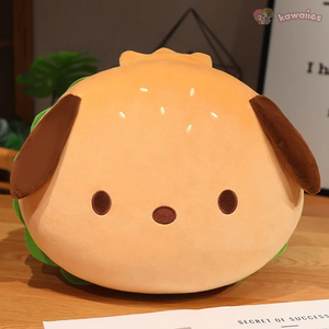 Capybara & Dog Hamburger Plushie Pillow-Enchanted peach