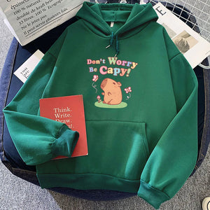 Capybara Don't Worry Be Capy Unisex Hoodie-Enchanted peach