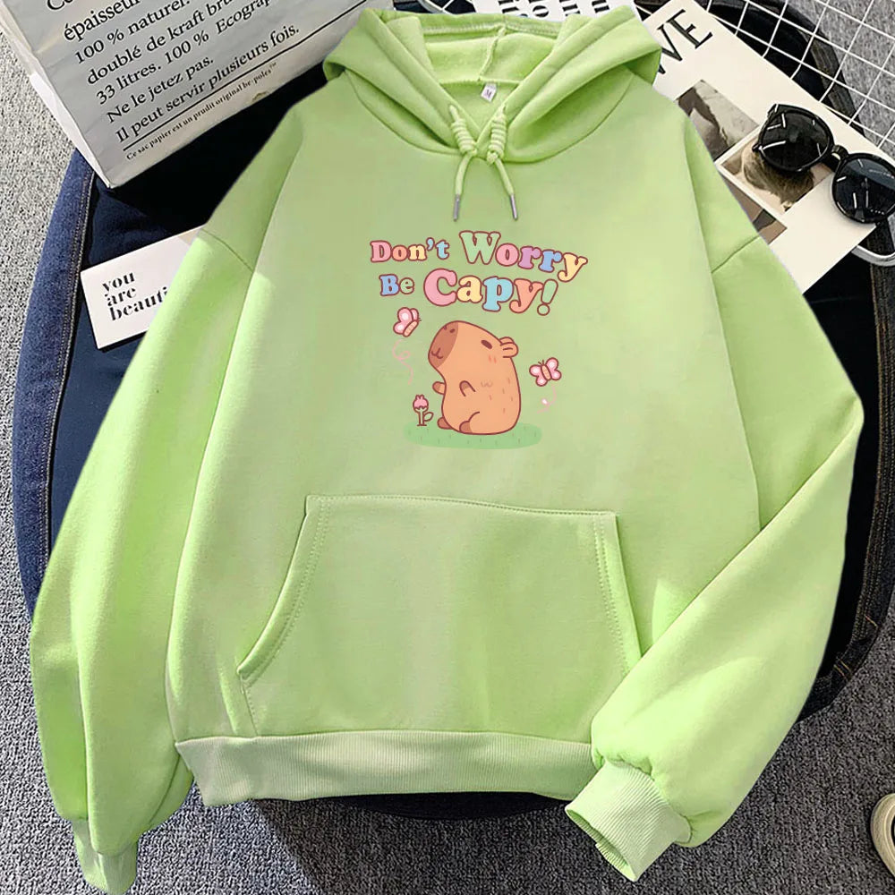 Capybara Don't Worry Be Capy Unisex Hoodie-Enchanted peach