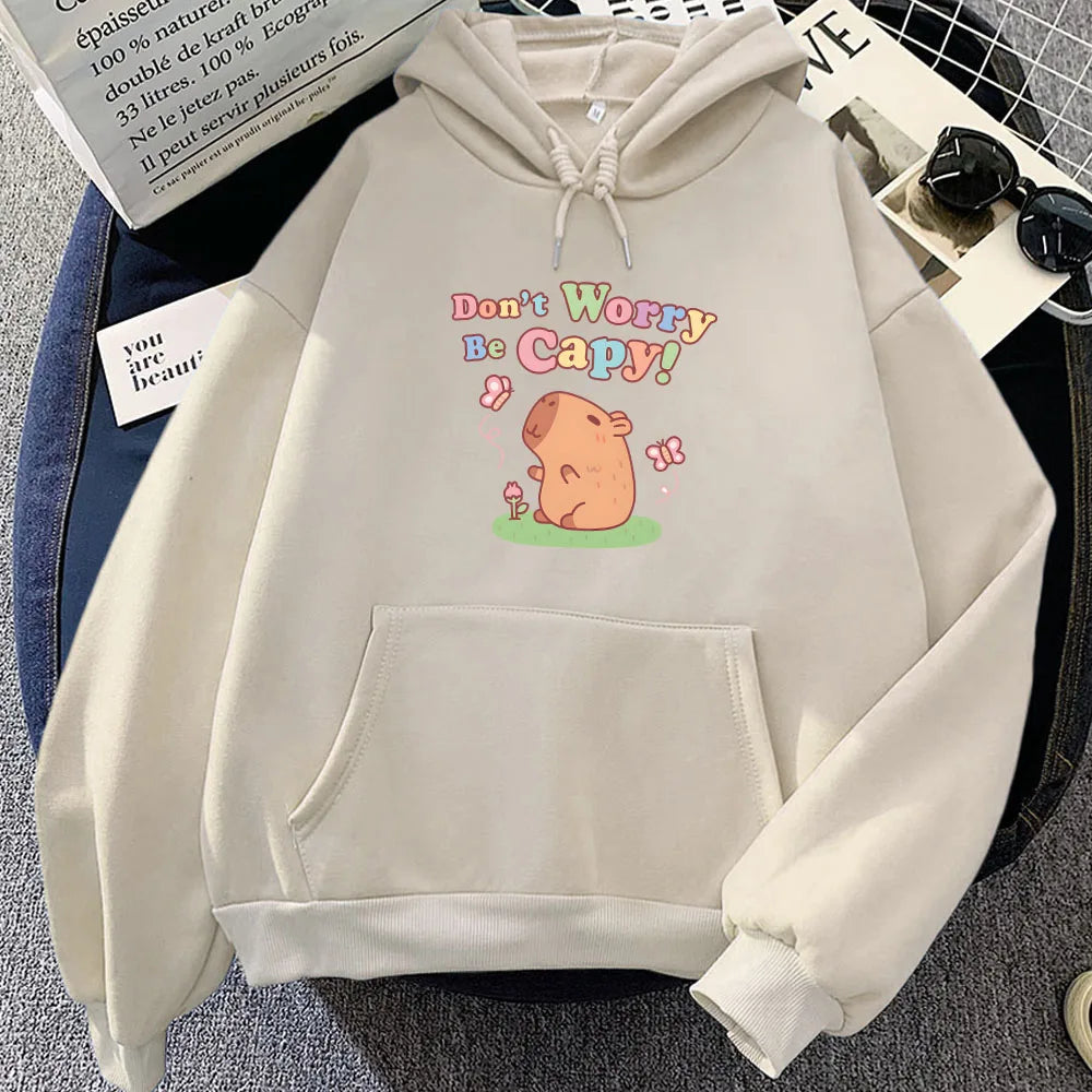 Capybara Don't Worry Be Capy Unisex Hoodie-Enchanted peach