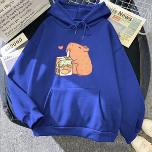 Capybara Drinking Orange Juice Unisex Hoodie-Enchanted peach