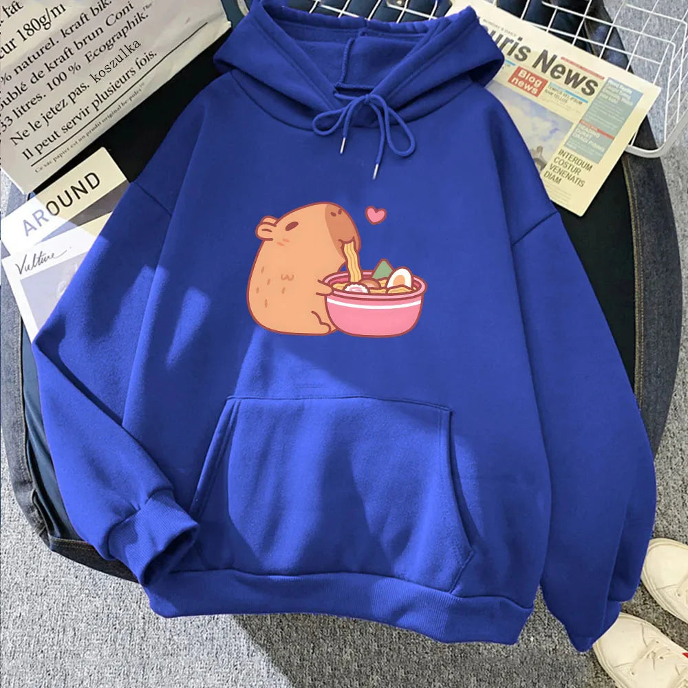 Capybara Eating Ramen Unisex Hoodie-Enchanted peach