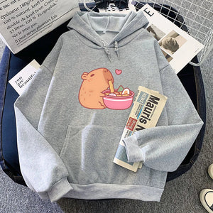 Capybara Eating Ramen Unisex Hoodie-Enchanted peach