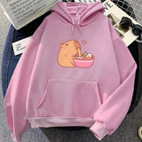 Capybara Eating Ramen Unisex Hoodie-Enchanted peach