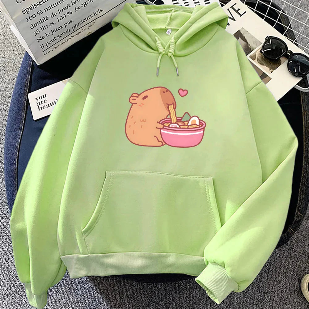 Capybara Eating Ramen Unisex Hoodie-Enchanted peach