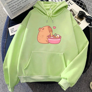 Capybara Eating Ramen Unisex Hoodie-Enchanted peach