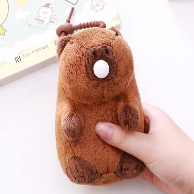 Capybara Keychain Pendant Plush-Enchanted peach