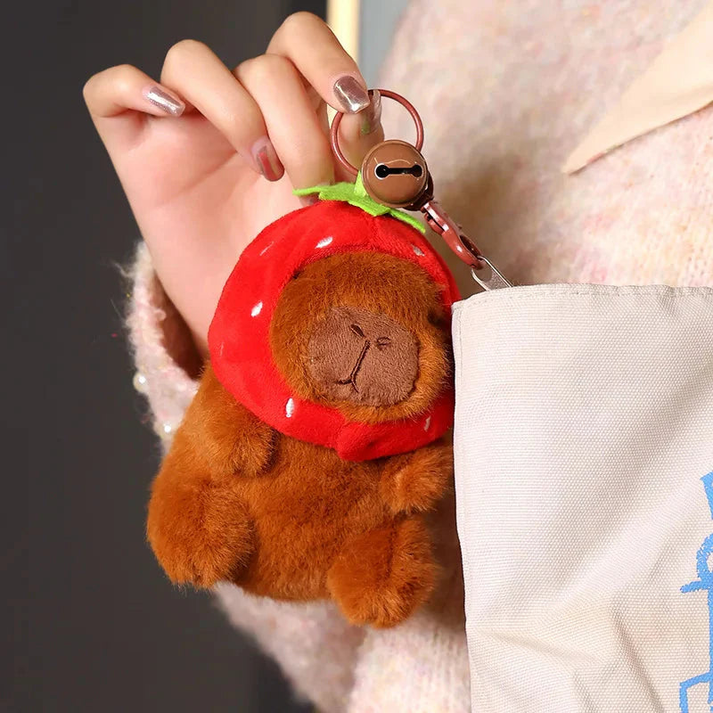 Capybara Keychain Pendant Plush-Enchanted peach