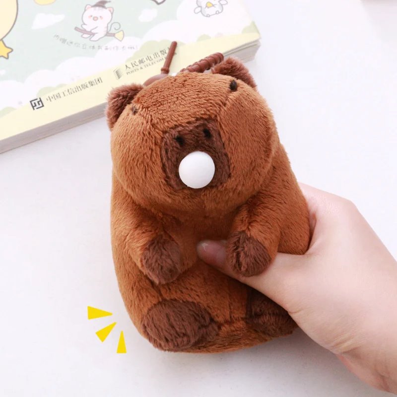 Capybara Keychain Pendant Plush-Enchanted peach