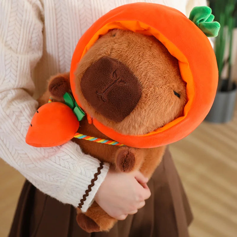 Capybara with Vegetable Hats Plushie-Enchanted peach