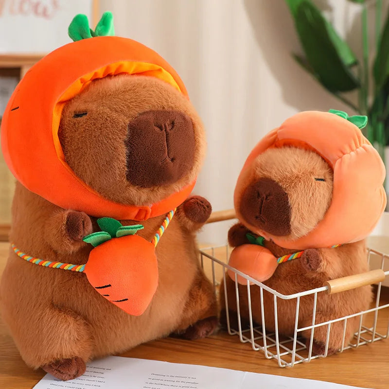 Capybara with Vegetable Hats Plushie-Enchanted peach