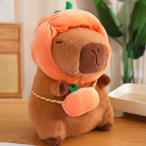 Capybara with Vegetable Hats Plushie-Enchanted peach