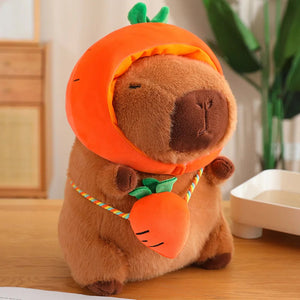 Capybara with Vegetable Hats Plushie-Enchanted peach