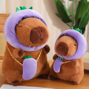 Capybara with Vegetable Hats Plushie-Enchanted peach