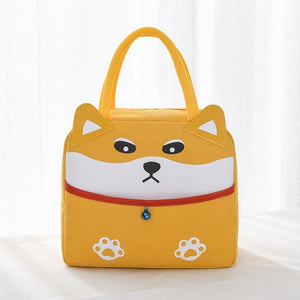 Cartoon Animal Cat Dog Duck Lunch Bag-Enchanted peach