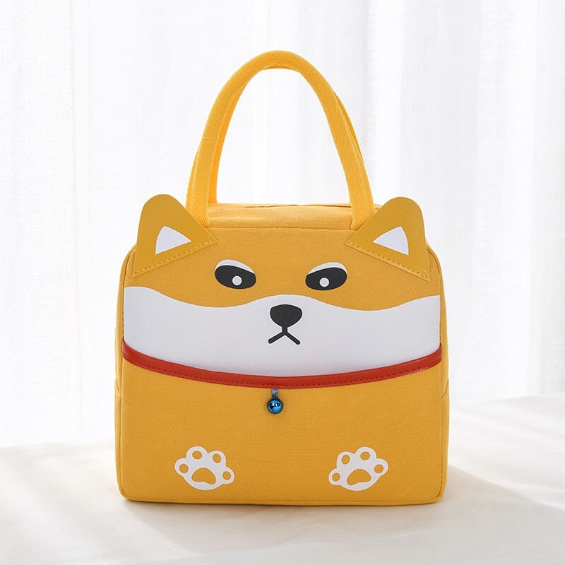 Cartoon Animal Cat Dog Duck Lunch Bag-Enchanted peach