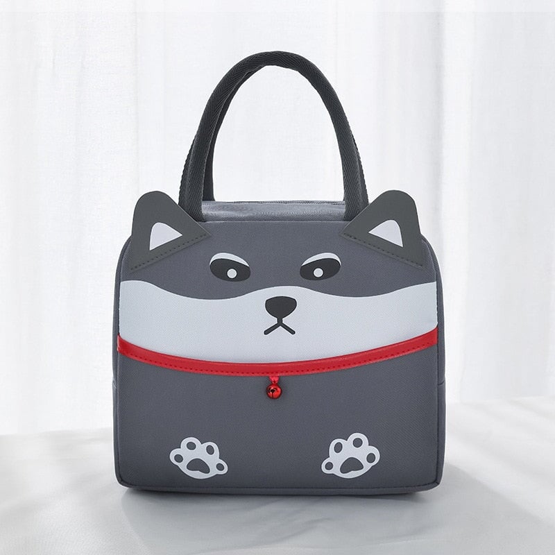 Cartoon Animal Cat Dog Duck Lunch Bag-Enchanted peach