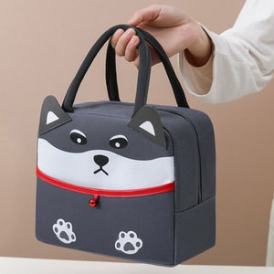 Cartoon Animal Cat Dog Duck Lunch Bag-Enchanted peach