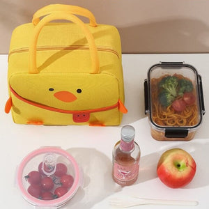 Cartoon Animal Cat Dog Duck Lunch Bag-Enchanted peach