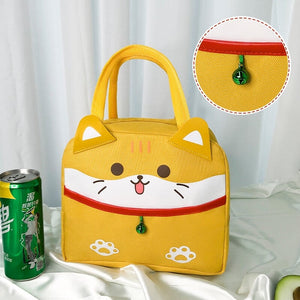 Cartoon Animal Cat Dog Duck Lunch Bag-Enchanted peach