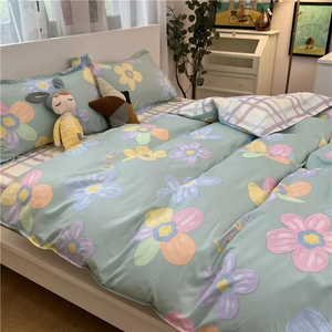 Cartoon Floral Pink Purple Green Bedding Set Collection-Enchanted peach